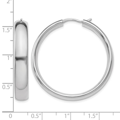 Sterlingsilber Rhodiniert 6mm Halb Rund Röhre Ohrringe
