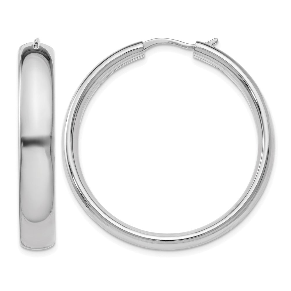 Sterlingsilber Rhodiniert 6mm Halb Rund Röhre Ohrringe