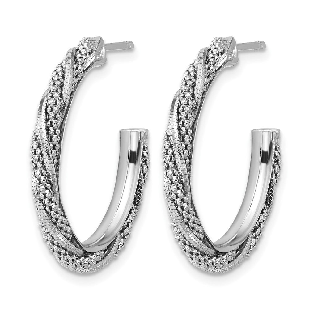 Sterlingsilber Ss Rhodiniert Poliert/textured Gedreht J Creole Ohrstecker