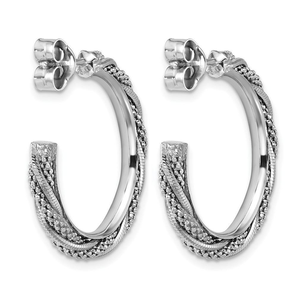 Sterlingsilber Ss Rhodiniert Poliert/textured Gedreht J Creole Ohrstecker