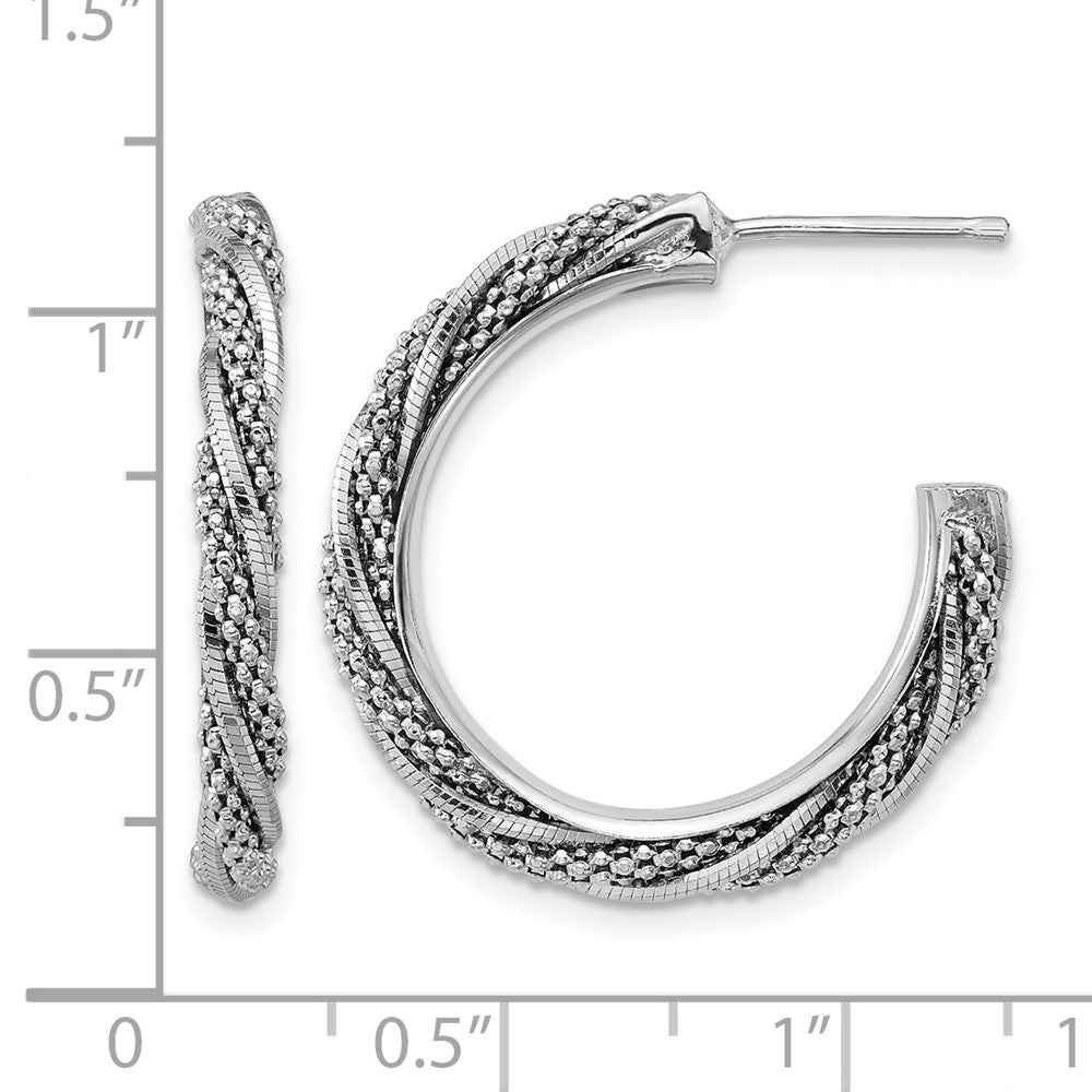Sterlingsilber Ss Rhodiniert Poliert/textured Gedreht J Creole Ohrstecker