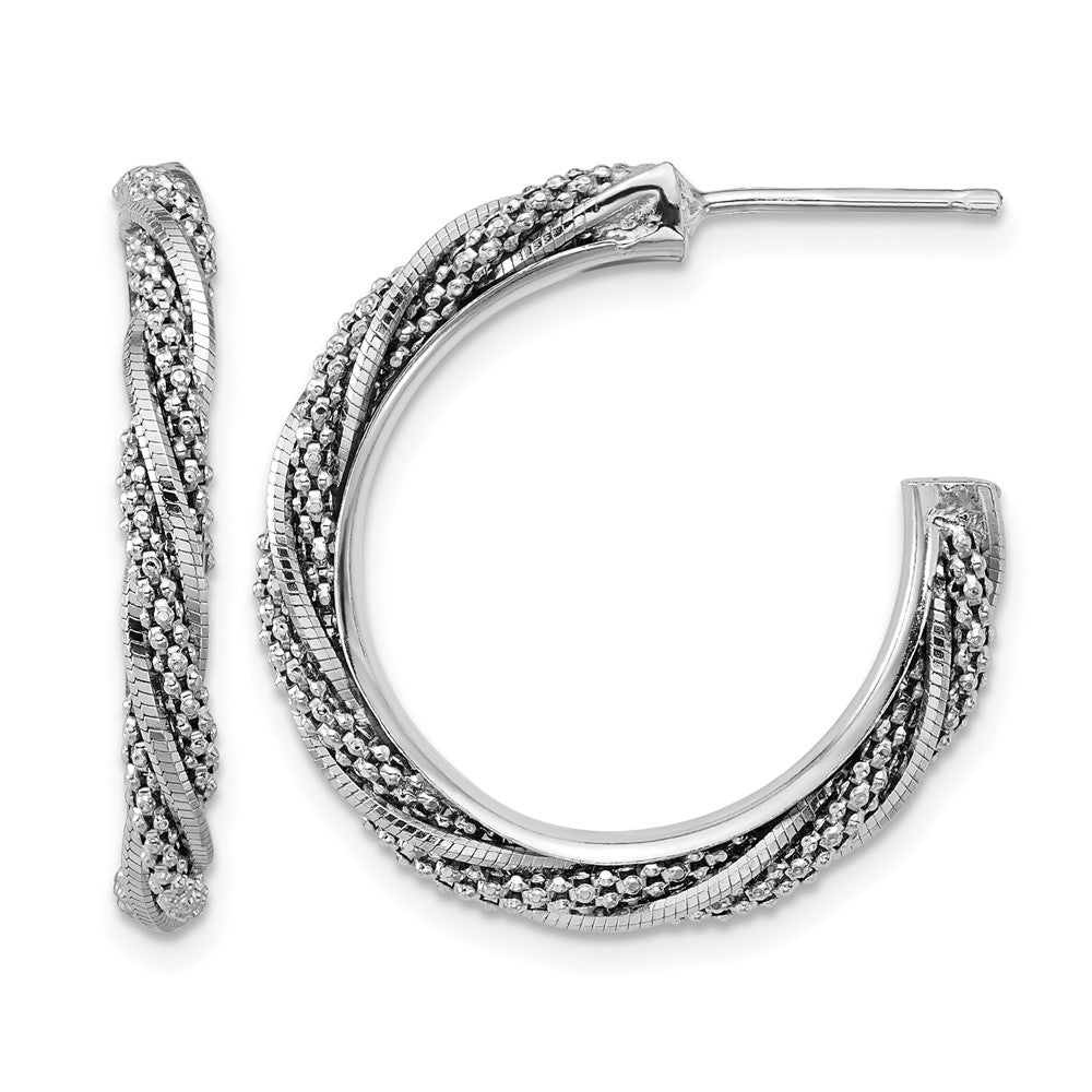Sterlingsilber Ss Rhodiniert Poliert/textured Gedreht J Creole Ohrstecker