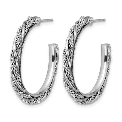 Sterlingsilber Ss Rhodiniert Poliert/textured Gedreht J Creole Ohrstecker