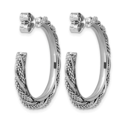 Sterlingsilber Ss Rhodiniert Poliert/textured Gedreht J Creole Ohrstecker