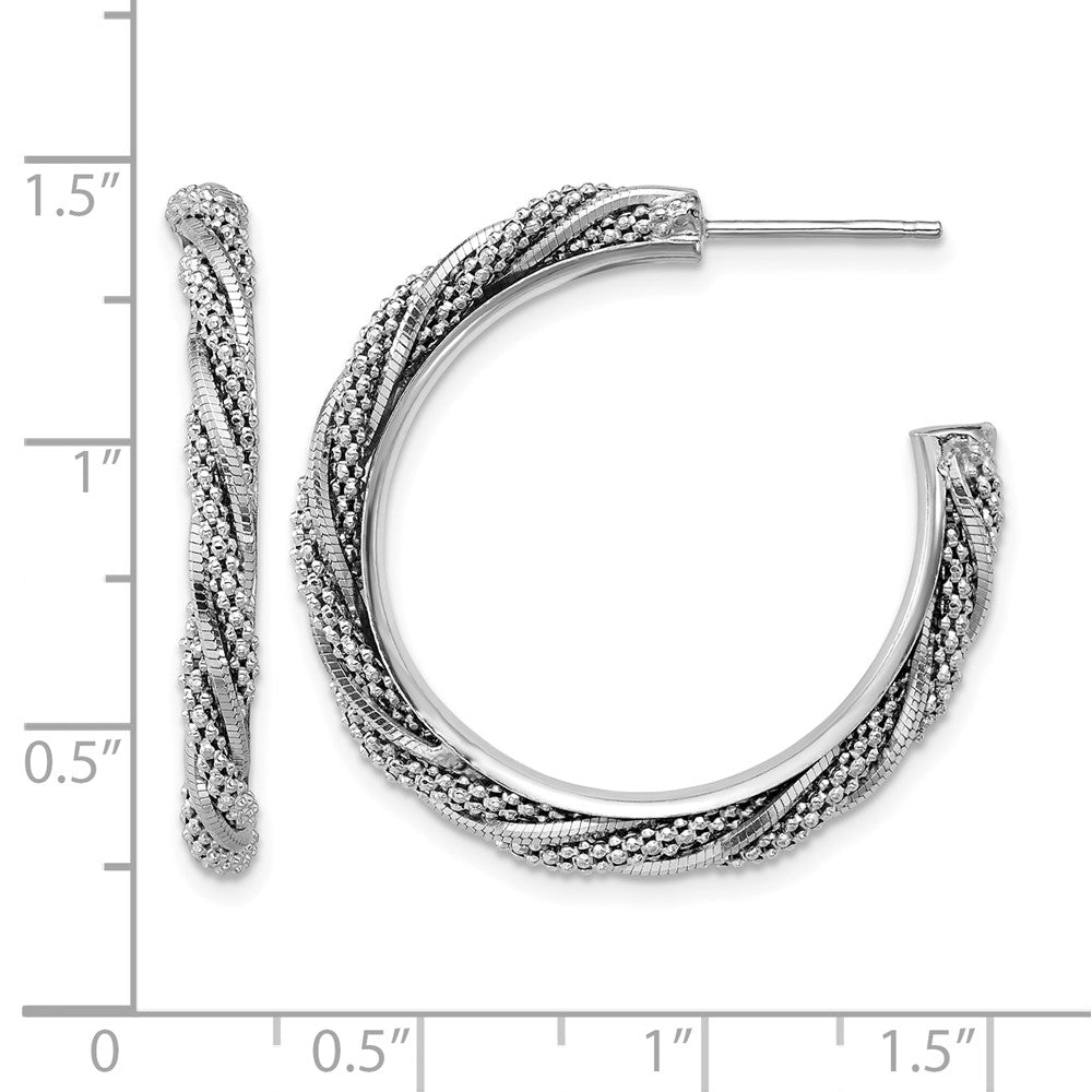 Sterlingsilber Ss Rhodiniert Poliert/textured Gedreht J Creole Ohrstecker