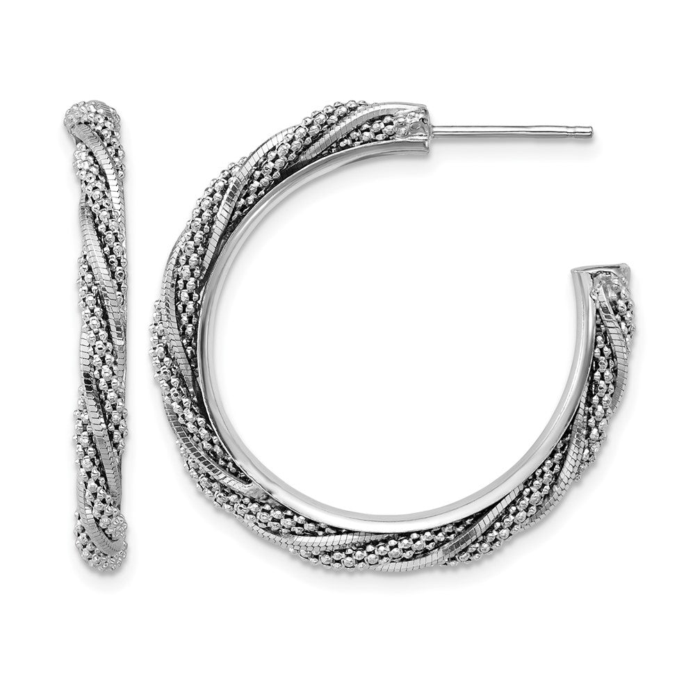 Sterlingsilber Ss Rhodiniert Poliert/textured Gedreht J Creole Ohrstecker