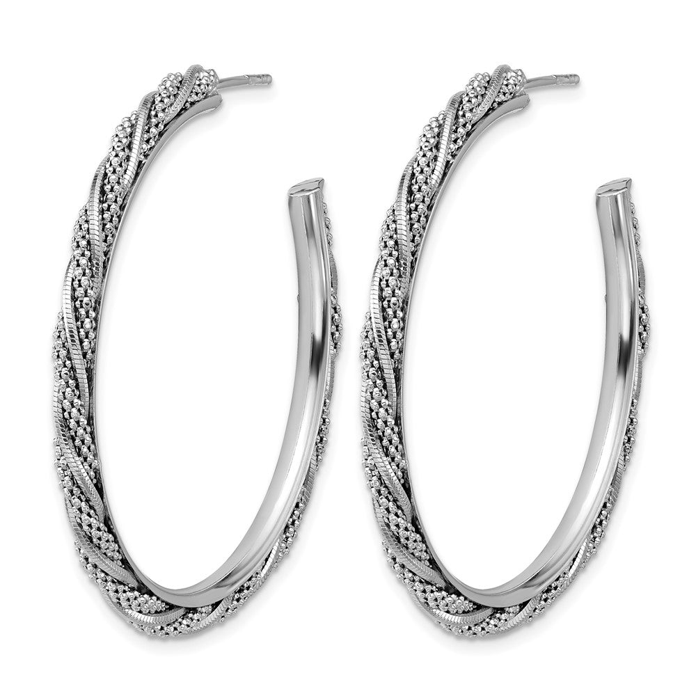 Sterlingsilber Ss Rhodiniert Poliert/textured Gedreht J Creole Ohrstecker