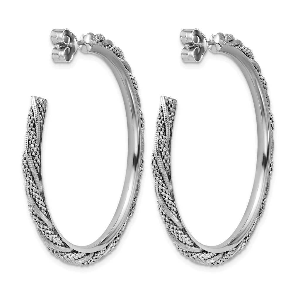 Sterlingsilber Ss Rhodiniert Poliert/textured Gedreht J Creole Ohrstecker