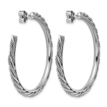 Sterlingsilber Ss Rhodiniert Poliert/textured Gedreht J Creole Ohrstecker