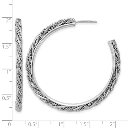 Sterlingsilber Ss Rhodiniert Poliert/textured Gedreht J Creole Ohrstecker