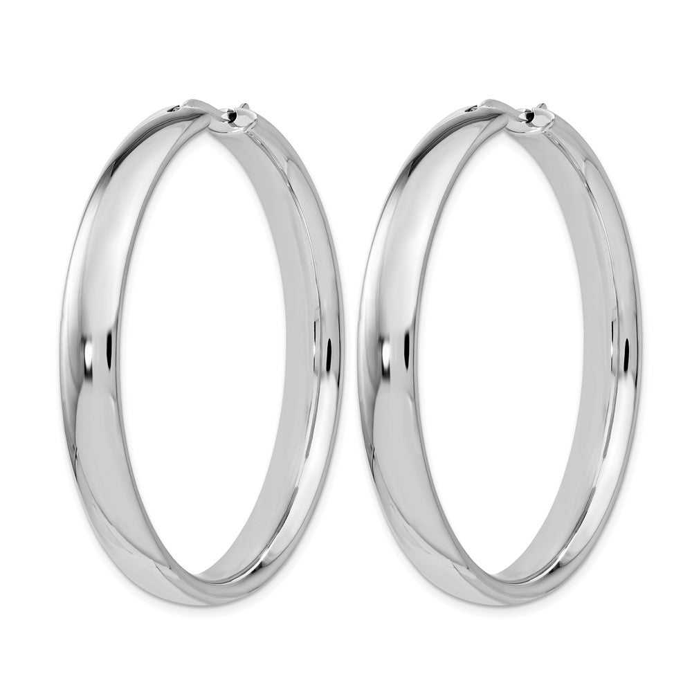 Sterlingsilber Rhodiniert 6mm Halb Rund Röhre Ohrringe