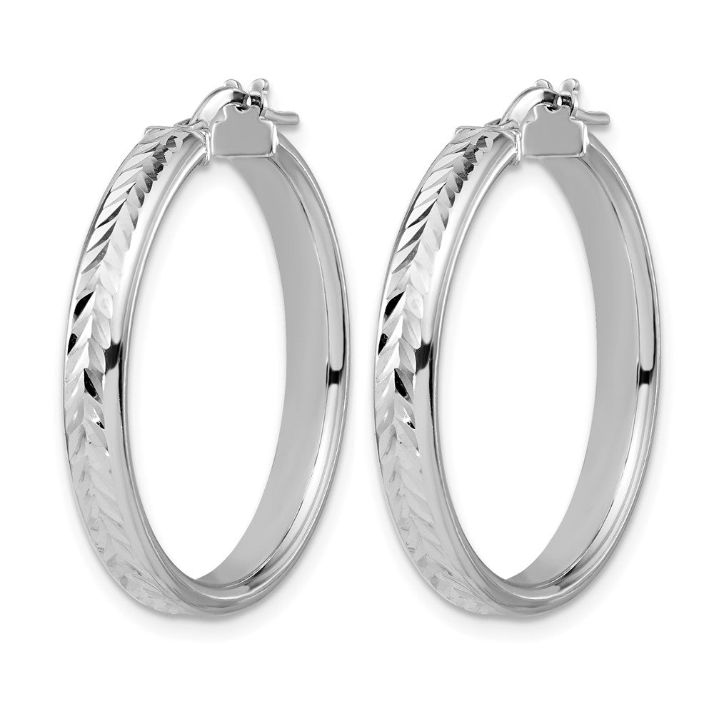 Sterlingsilber Rhodiniert Platin Poliert/dia Schliff Rund Creolen