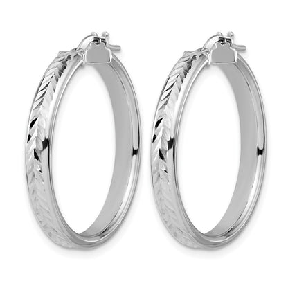 Sterlingsilber Rhodiniert Platin Poliert/dia Schliff Rund Creolen
