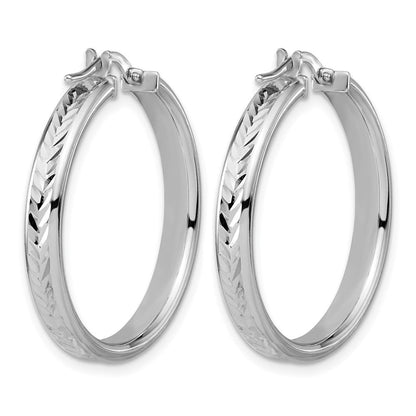 Sterlingsilber Rhodiniert Platin Poliert/dia Schliff Rund Creolen