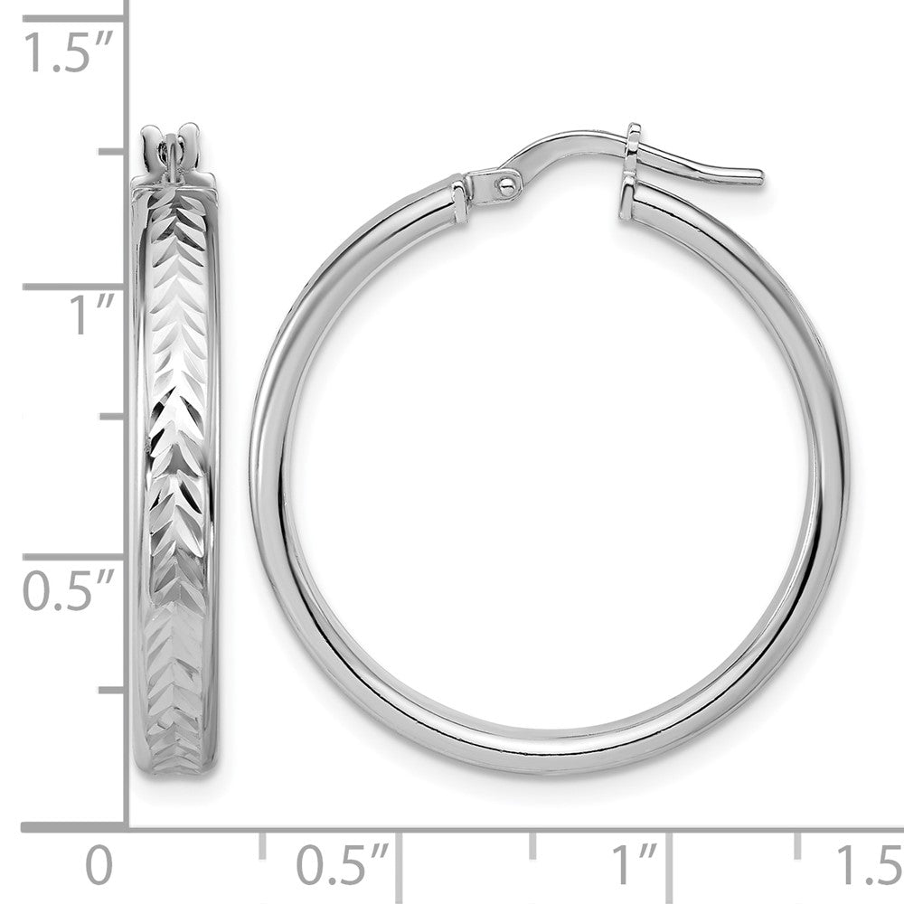 Sterlingsilber Rhodiniert Platin Poliert/dia Schliff Rund Creolen
