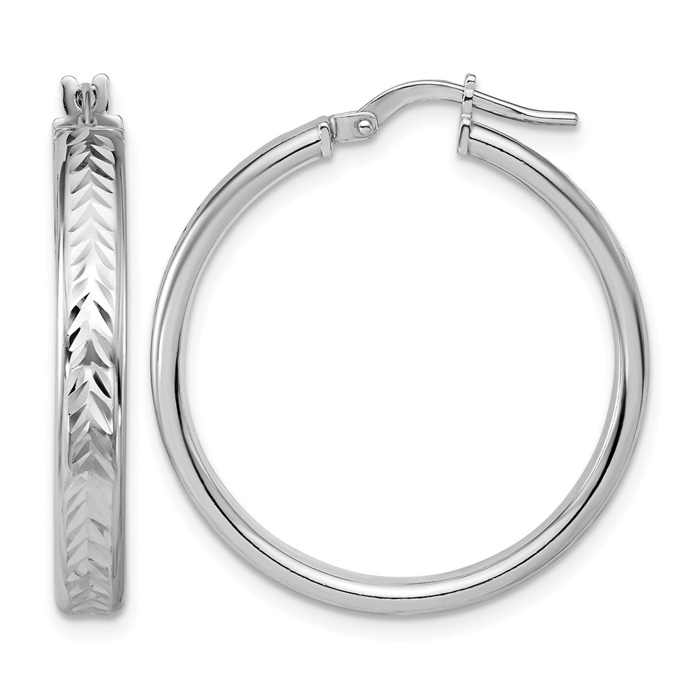 Sterlingsilber Rhodiniert Platin Poliert/dia Schliff Rund Creolen