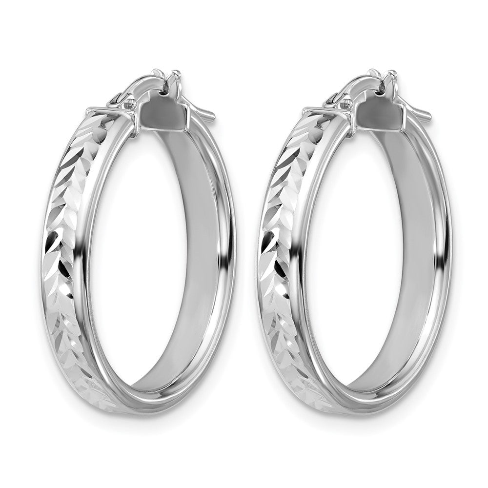 Sterlingsilber Rhodiniert Platin Poliert/dia Schliff Rund Creolen