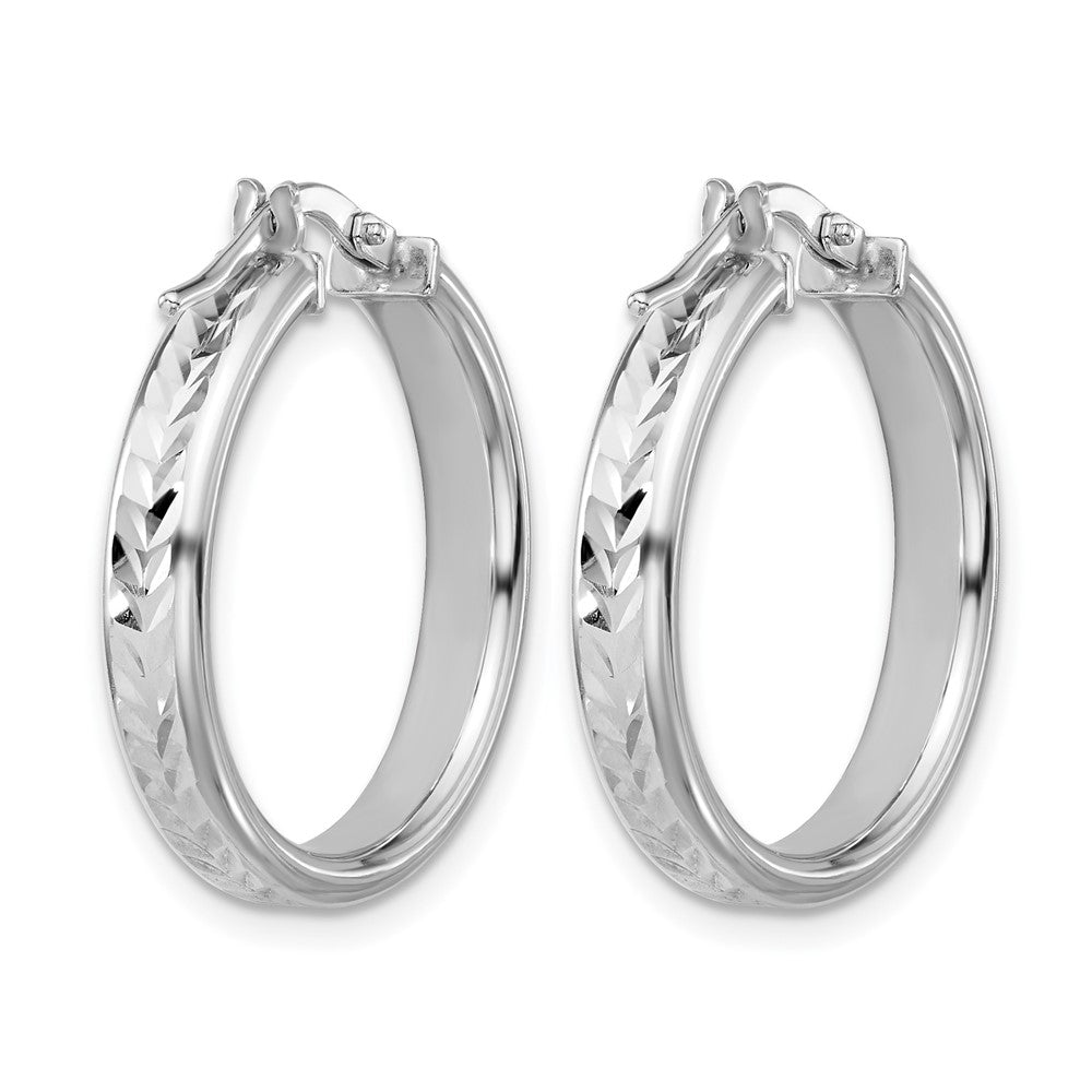Sterlingsilber Rhodiniert Platin Poliert/dia Schliff Rund Creolen