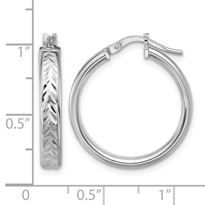 Sterlingsilber Rhodiniert Platin Poliert/dia Schliff Rund Creolen