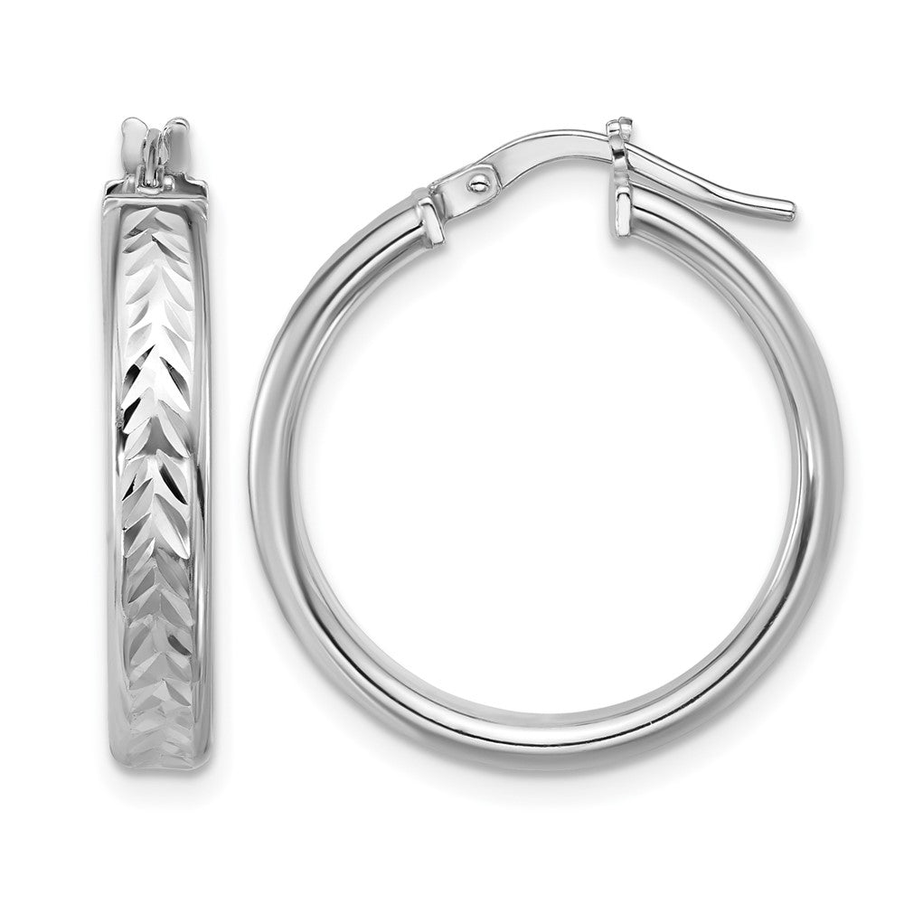 Sterlingsilber Rhodiniert Platin Poliert/dia Schliff Rund Creolen