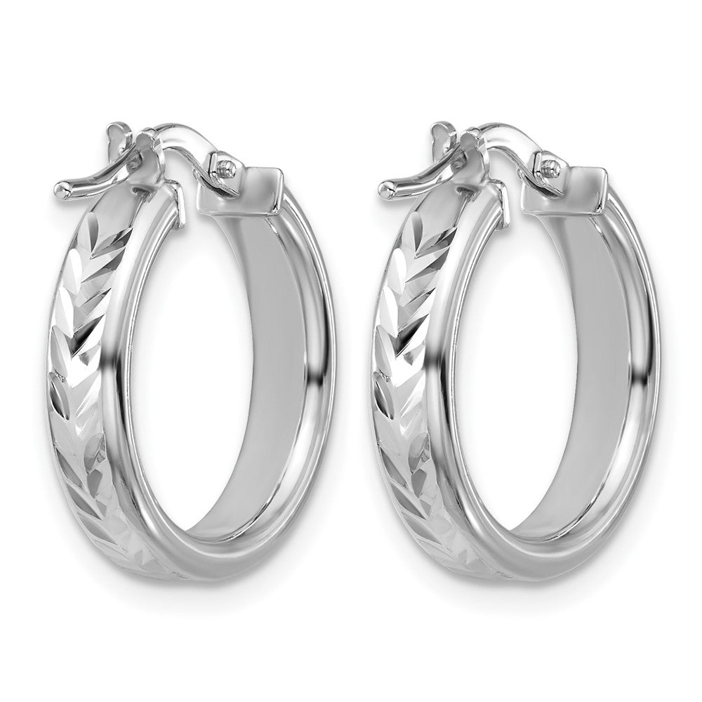 Sterlingsilber Rhodiniert Platin Poliert/dia Schliff Rund Creolen
