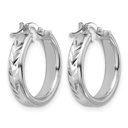 Sterlingsilber Rhodiniert Platin Poliert/dia Schliff Rund Creolen