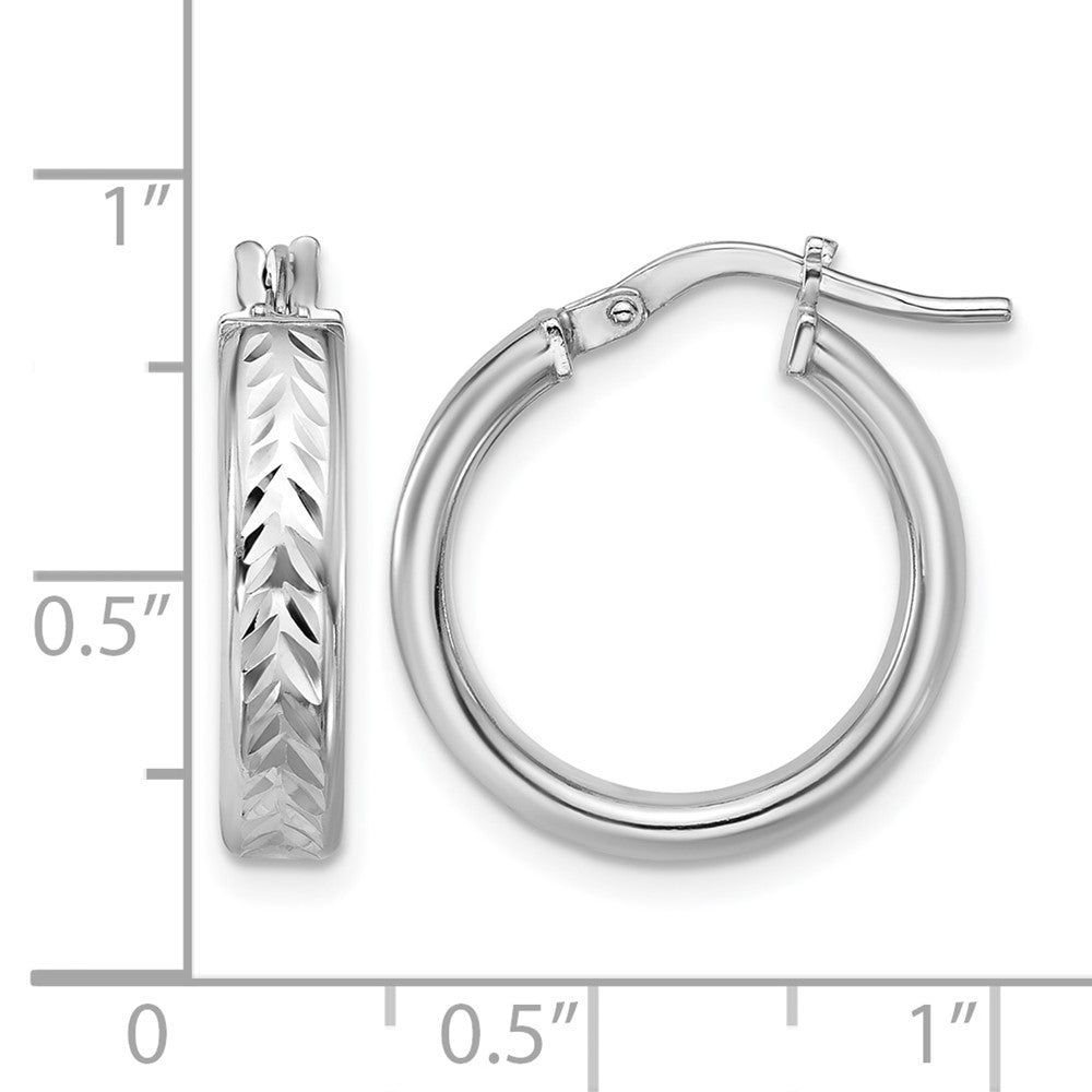 Sterlingsilber Rhodiniert Platin Poliert/dia Schliff Rund Creolen