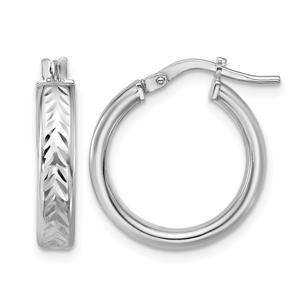 Sterlingsilber Rhodiniert Platin Poliert/dia Schliff Rund Creolen