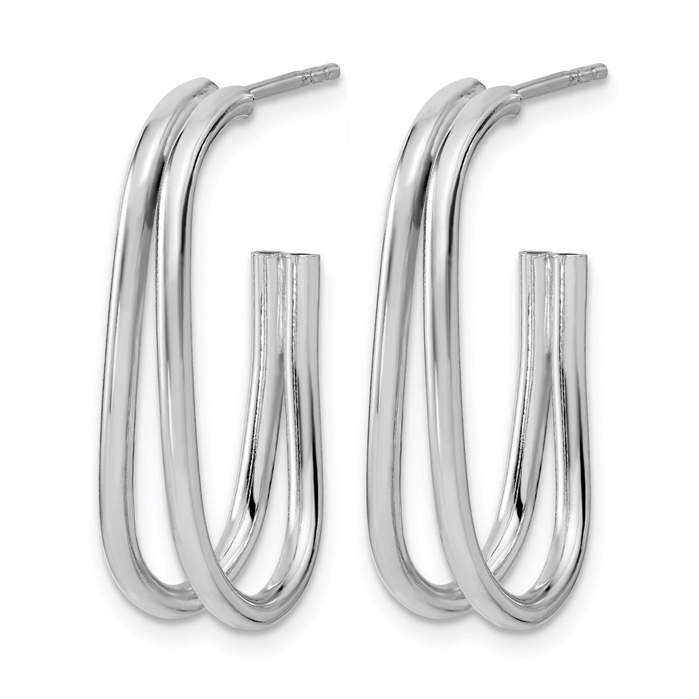 Sterlingsilber Rhodiniert Poliert Oval J Creole Ohrstecker