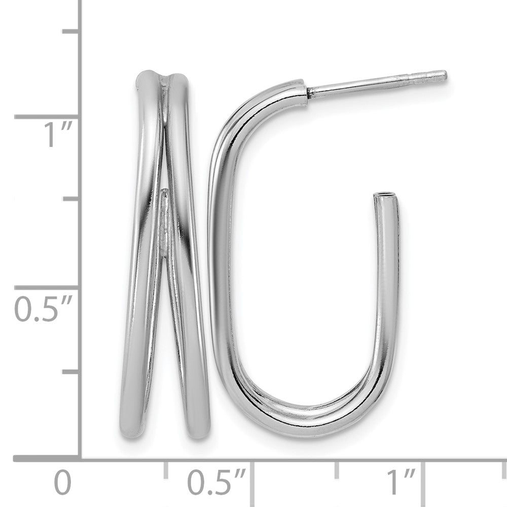 Sterlingsilber Rhodiniert Poliert Oval J Creole Ohrstecker