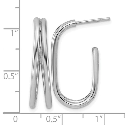 Sterlingsilber Rhodiniert Poliert Oval J Creole Ohrstecker