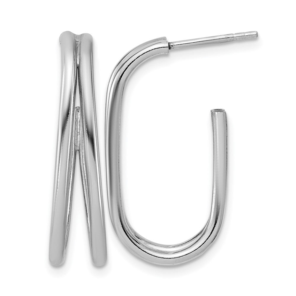 Sterlingsilber Rhodiniert Poliert Oval J Creole Ohrstecker