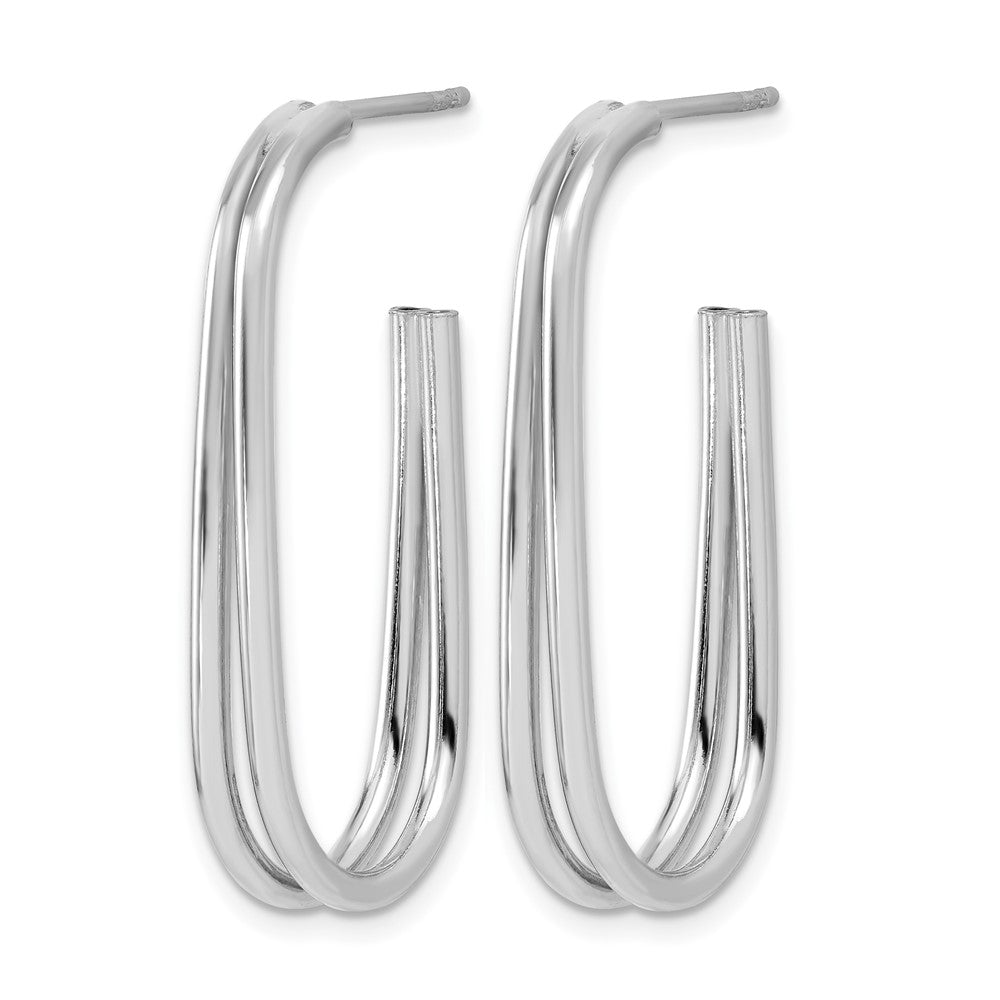 Sterlingsilber Rhodiniert Poliert Oval J Creole Ohrstecker
