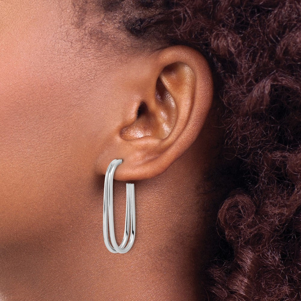 Sterlingsilber Rhodiniert Poliert Oval J Creole Ohrstecker