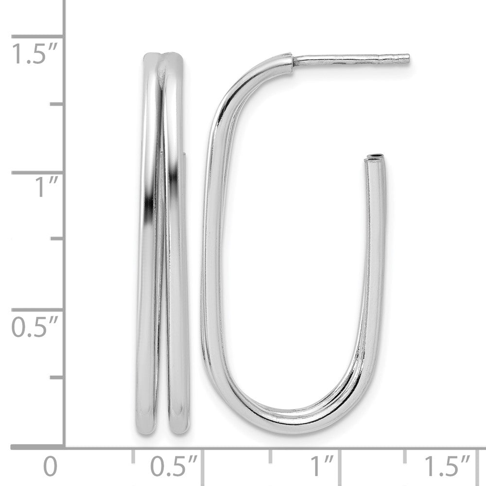 Sterlingsilber Rhodiniert Poliert Oval J Creole Ohrstecker