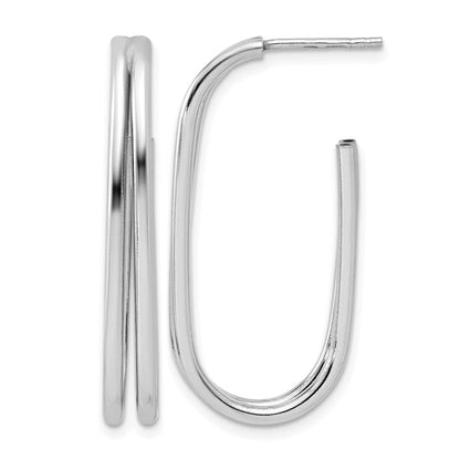 Sterlingsilber Rhodiniert Poliert Oval J Creole Ohrstecker
