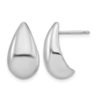 Sterlingsilber Rhodiniert Poliert Puff Tropfen Ohrstecker