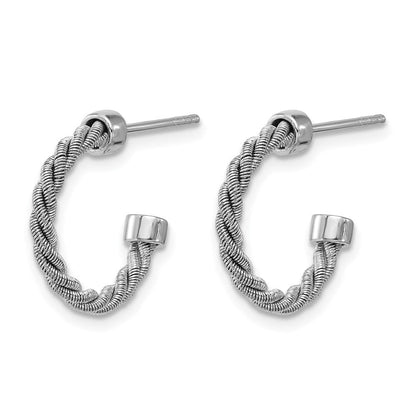 Sterlingsilber Ss Rhodiniert Poliert und Gedreht 17mm Stecker J Creolen
