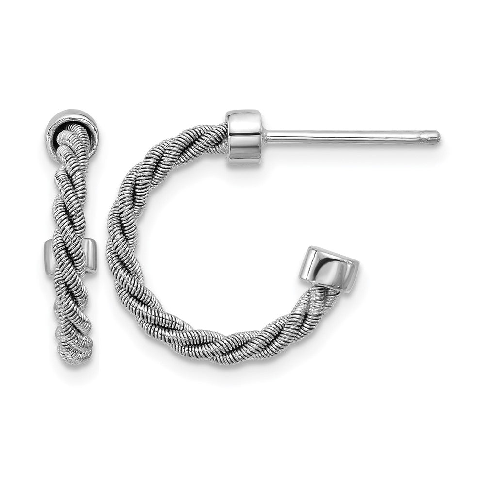 Sterlingsilber Ss Rhodiniert Poliert und Gedreht 17mm Stecker J Creolen