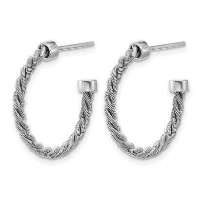 Sterlingsilber Ss Rhodiniert Poliert und Gedreht 22mm Stecker J Creolen