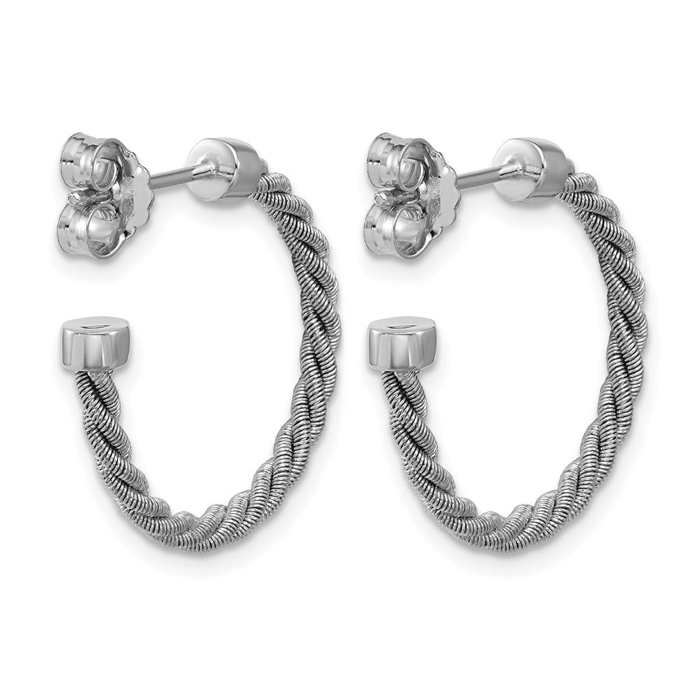Sterlingsilber Ss Rhodiniert Poliert und Gedreht 22mm Stecker J Creolen