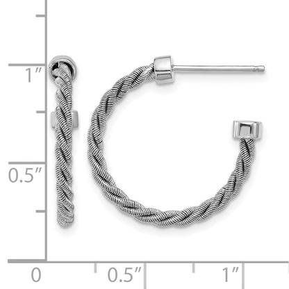 Sterlingsilber Ss Rhodiniert Poliert und Gedreht 22mm Stecker J Creolen