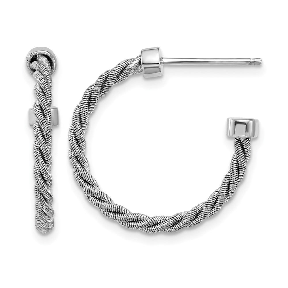Sterlingsilber Ss Rhodiniert Poliert und Gedreht 22mm Stecker J Creolen