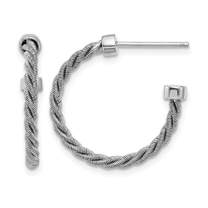 Sterlingsilber Ss Rhodiniert Poliert und Gedreht 22mm Stecker J Creolen