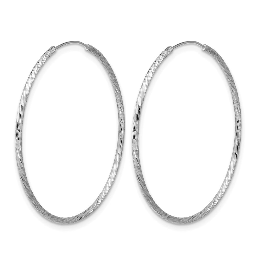 Sterlingsilber Ss Rhodiniert Diamantiert 1.25mm Endlos Creolen
