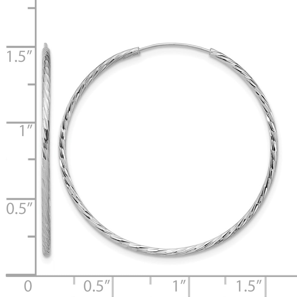 Sterlingsilber Ss Rhodiniert Diamantiert 1.25mm Endlos Creolen