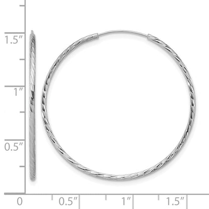Sterlingsilber Ss Rhodiniert Diamantiert 1.25mm Endlos Creolen