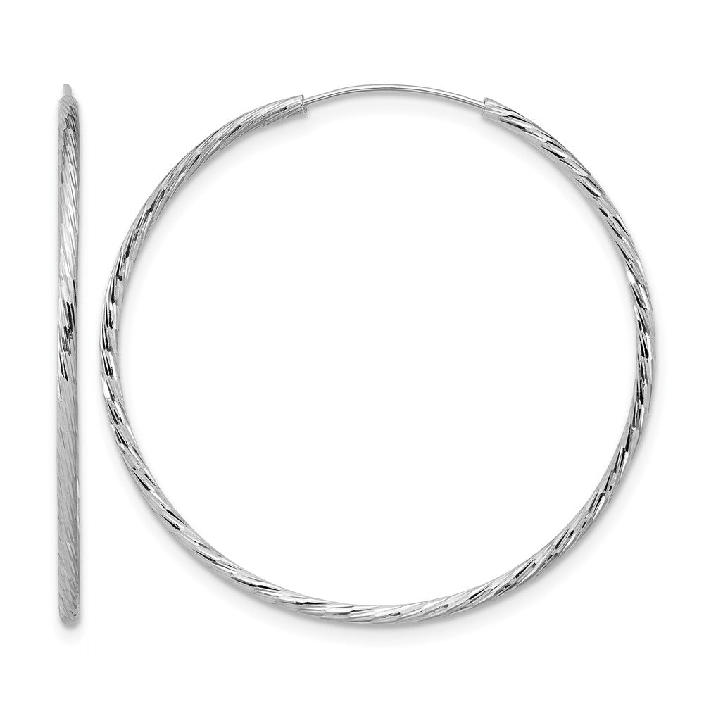 Sterlingsilber Ss Rhodiniert Diamantiert 1.25mm Endlos Creolen