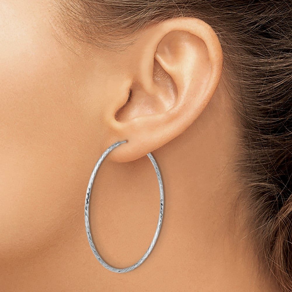 Sterlingsilber Ss Rhodiniert Diamantiert 1.5mm Endlos Creolen
