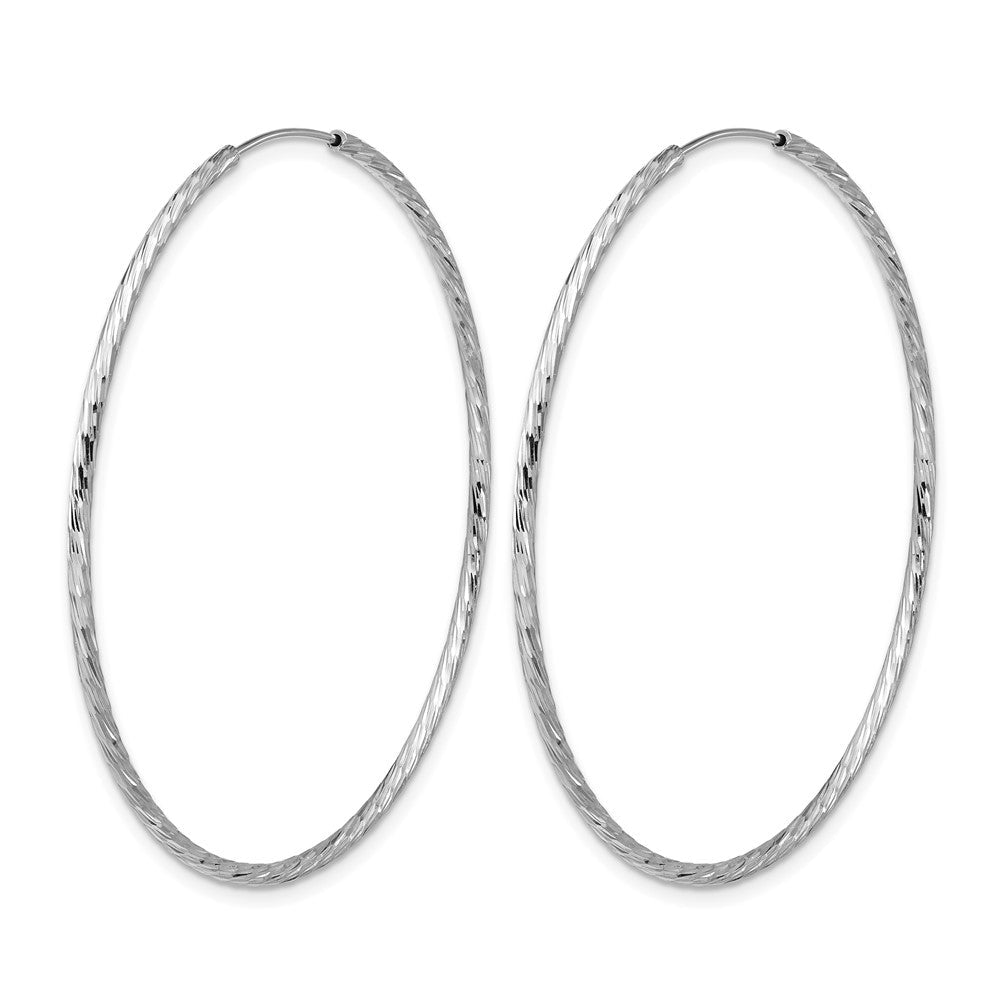 Sterlingsilber Ss Rhodiniert Diamantiert 1.5mm Endlos Creolen